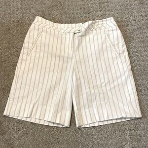 Lily’s of Beverly Hills White with Red & Blue Stripe Bermuda Athleisure Shorts